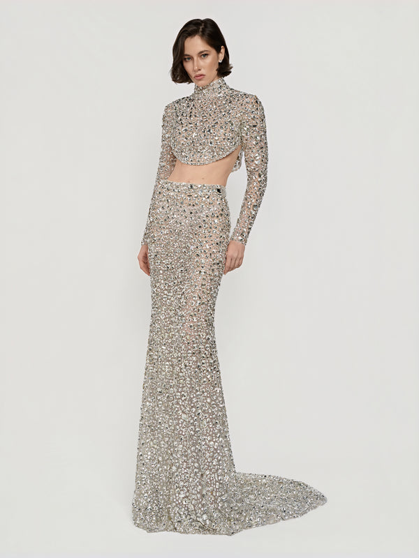 Hand-Crystallized Two-Piece Gown
