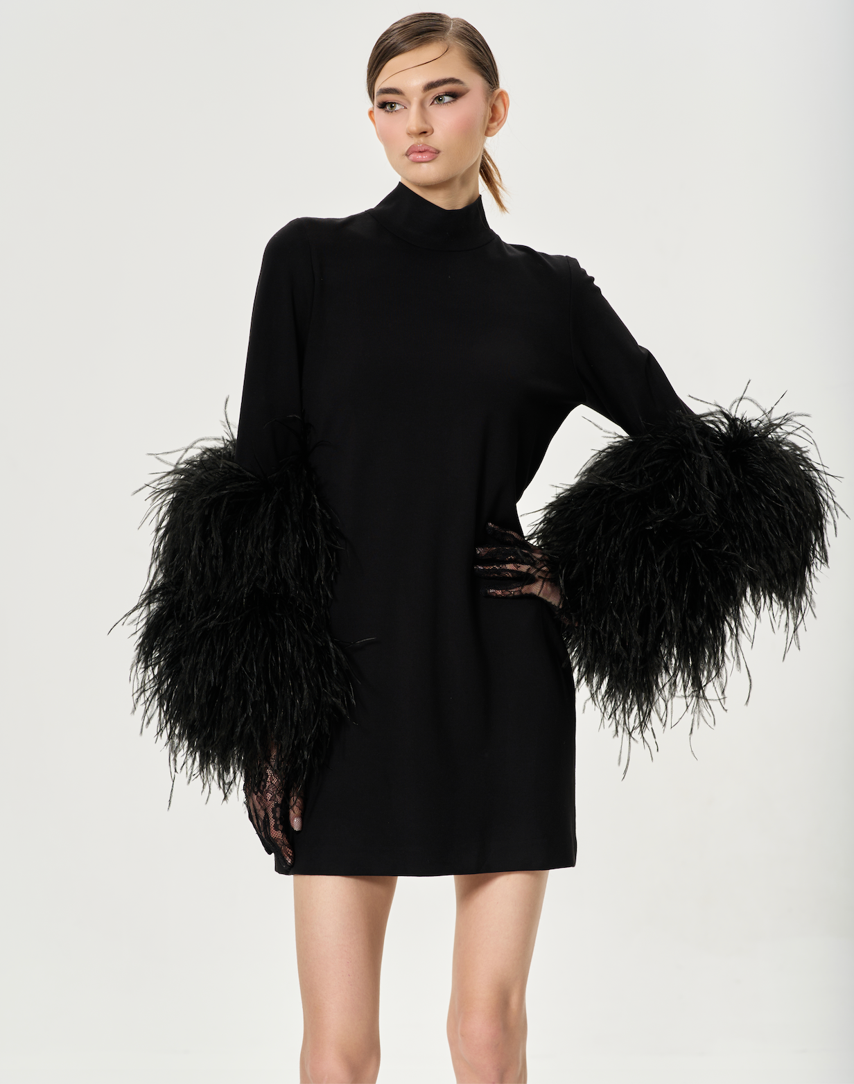 Short Black Feather Dress