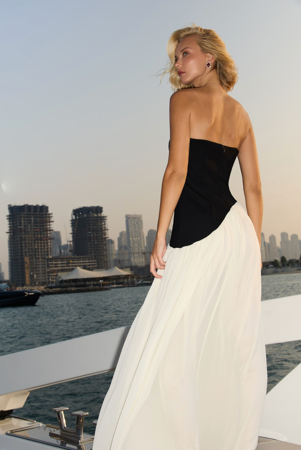 Black Corset Chiffon Dress