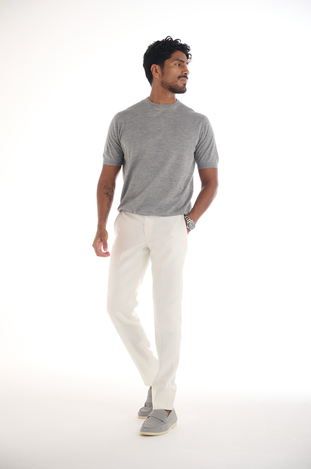 Grey Cashmere Round Neck