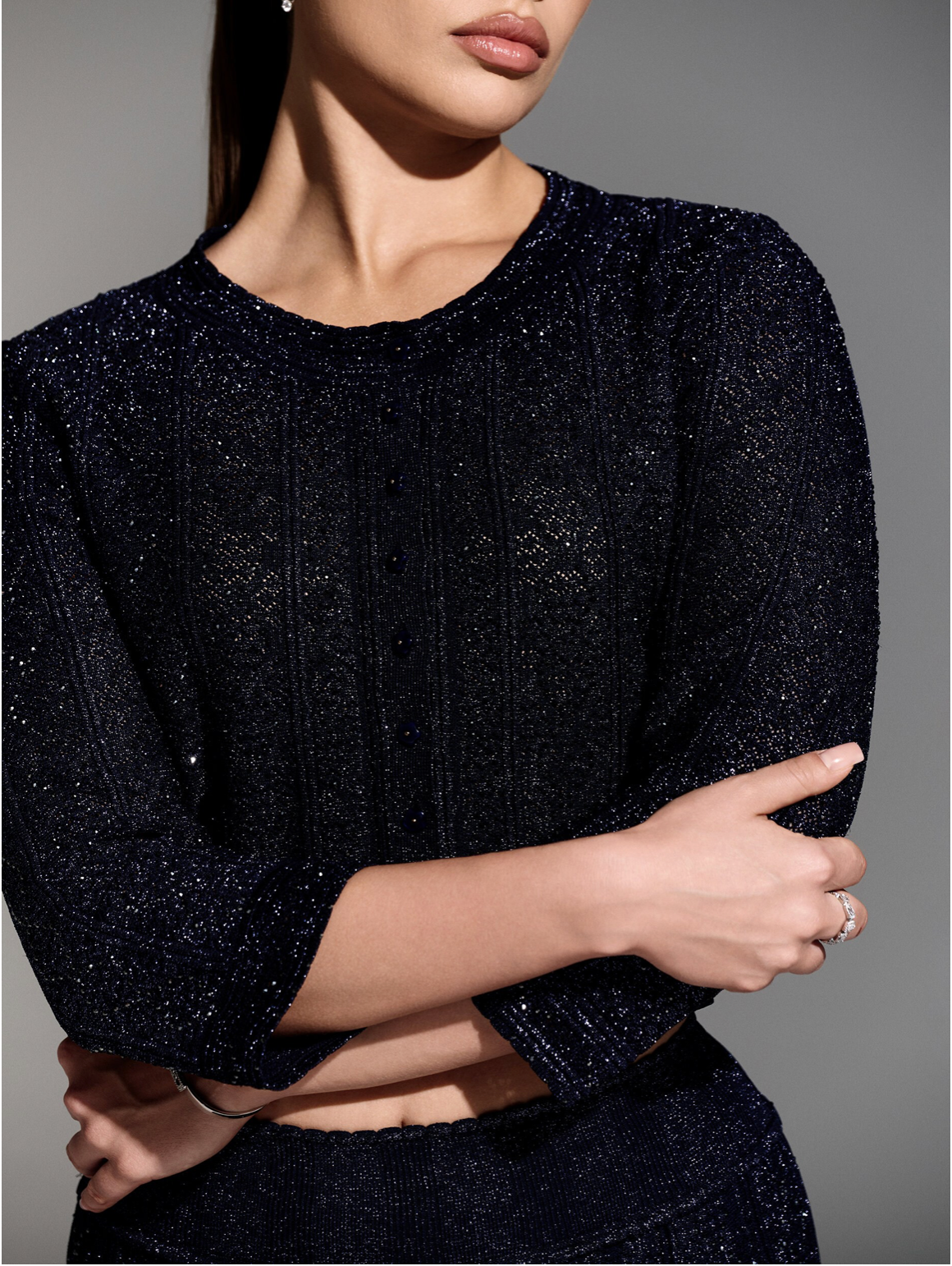 Navy Embellished Two Pieces Set