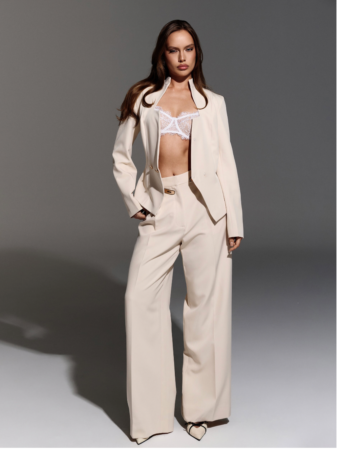 Ivory Wide Leg Trousers