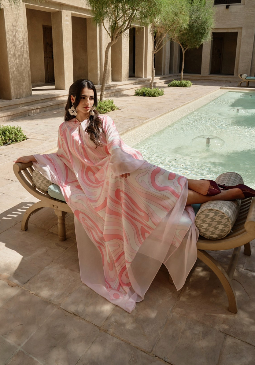 Pink Printed Abaya