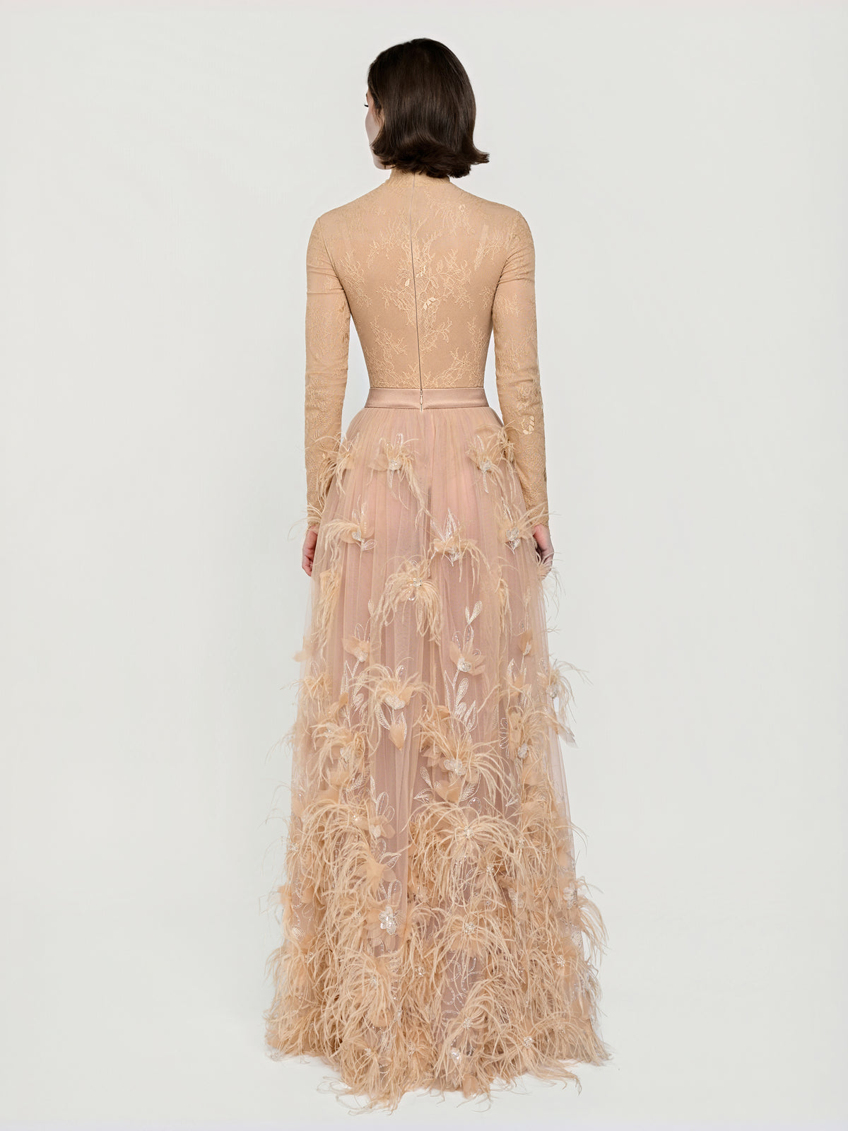 High-Neck Feathered Couture