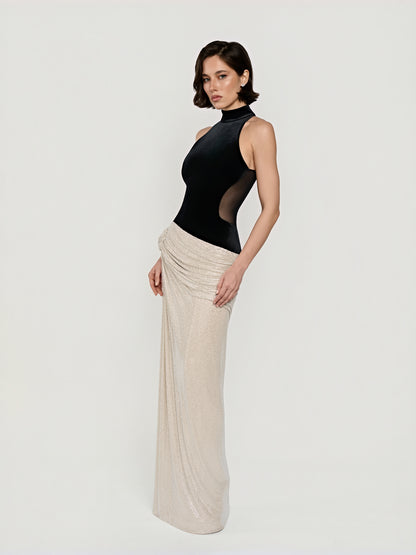 The Velvet & Draped Evening Gown