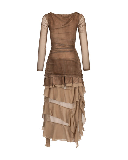Tulle & Cascade Ruffle Dress