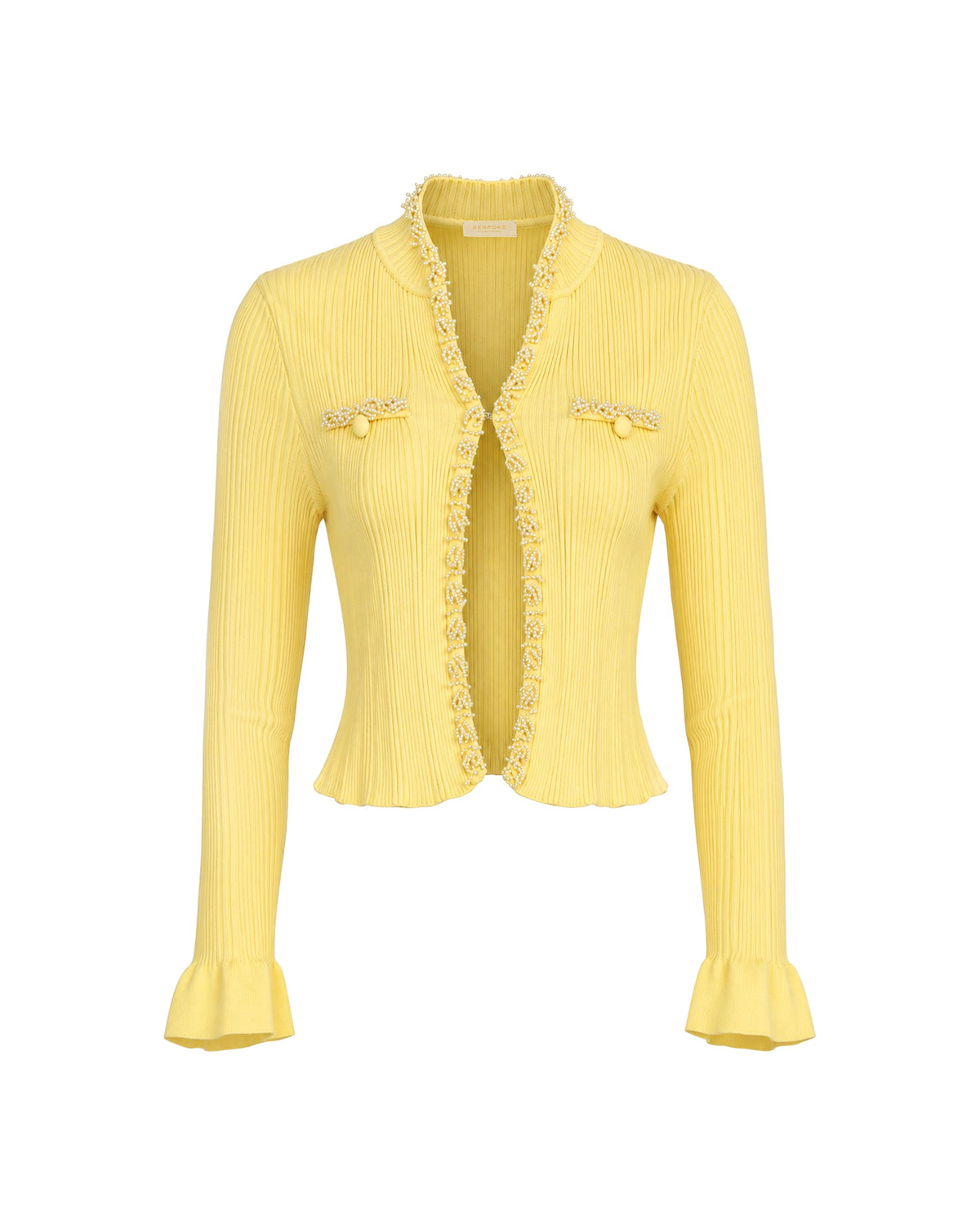Yellow Fringed Knit Two-Piece Set