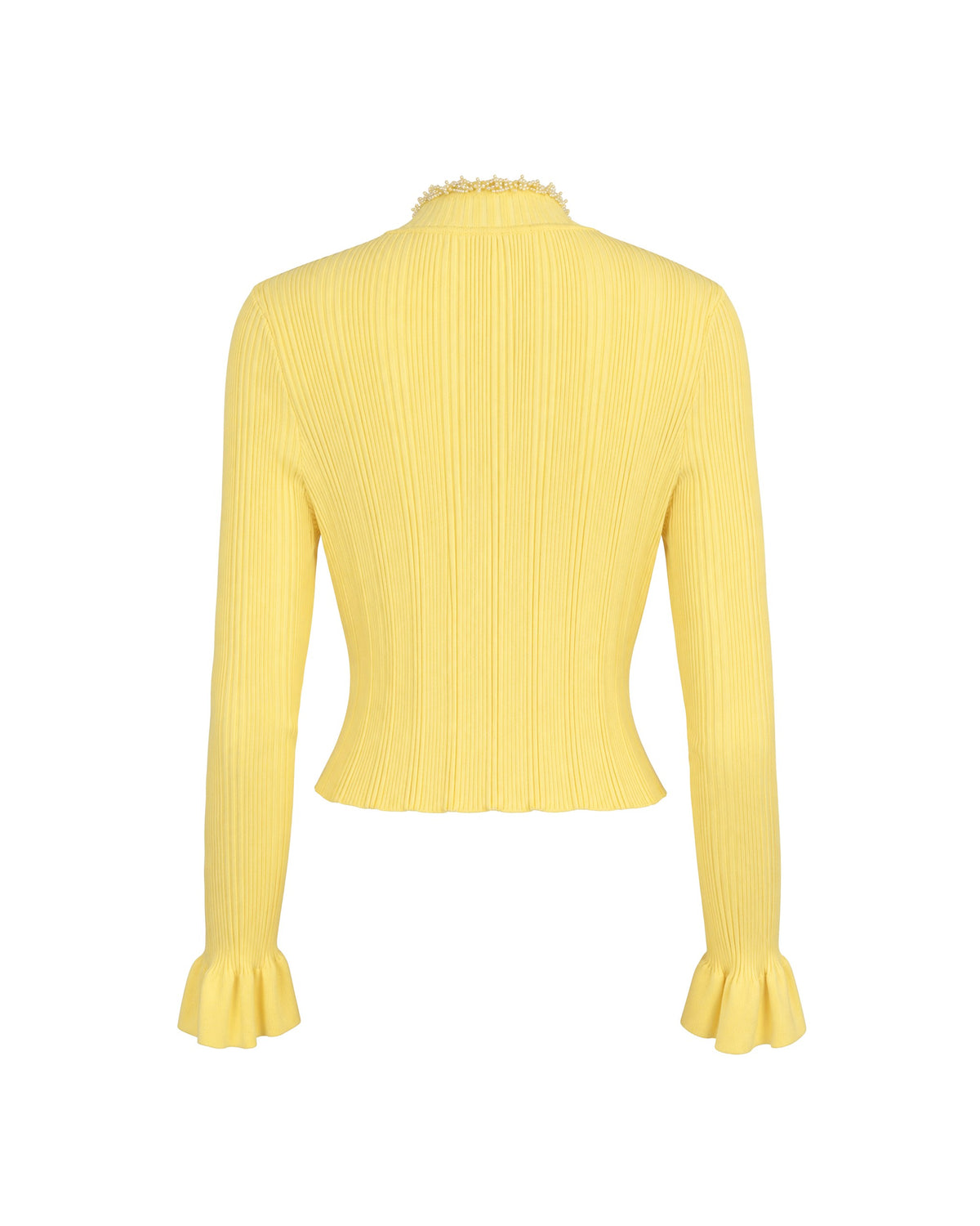 Yellow Fringed Knit Two-Piece Set
