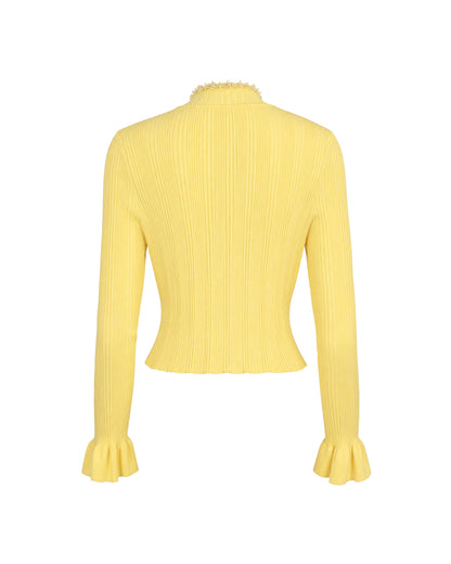 Yellow Fringed Knit Two-Piece Set