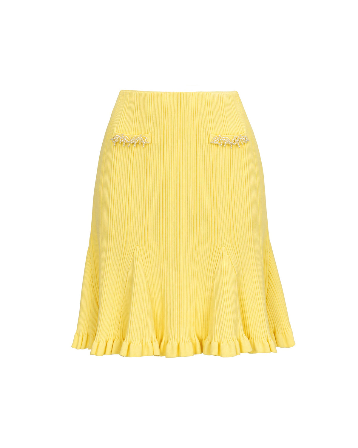 Yellow Fringed Knit Two-Piece Set