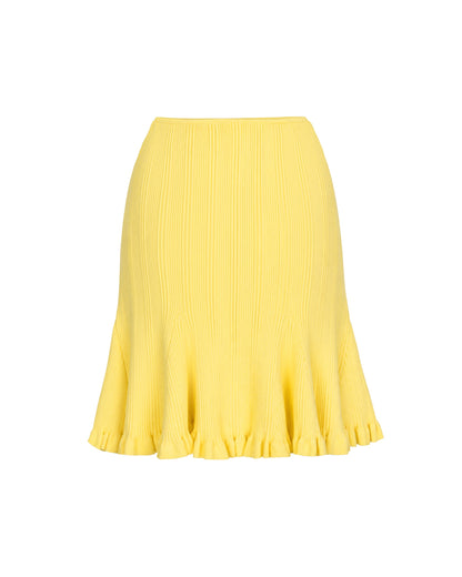 Yellow Fringed Knit Two-Piece Set