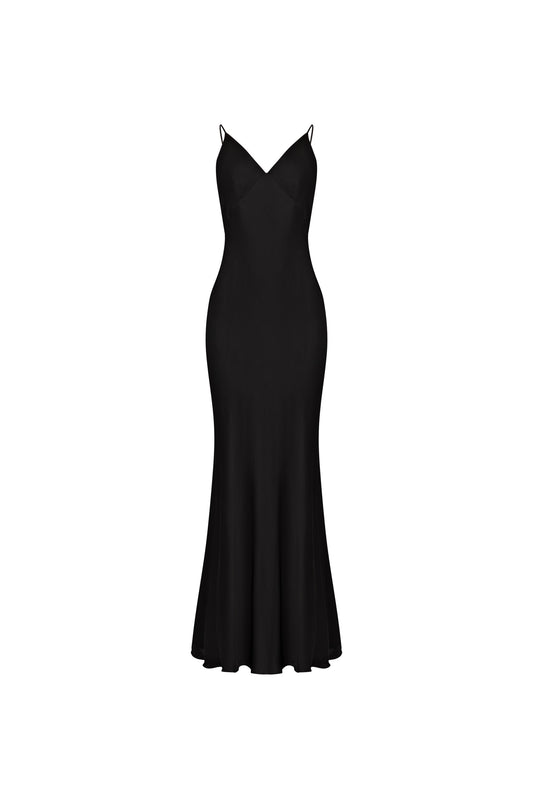 Black Classic V-Neck Maxi Dress