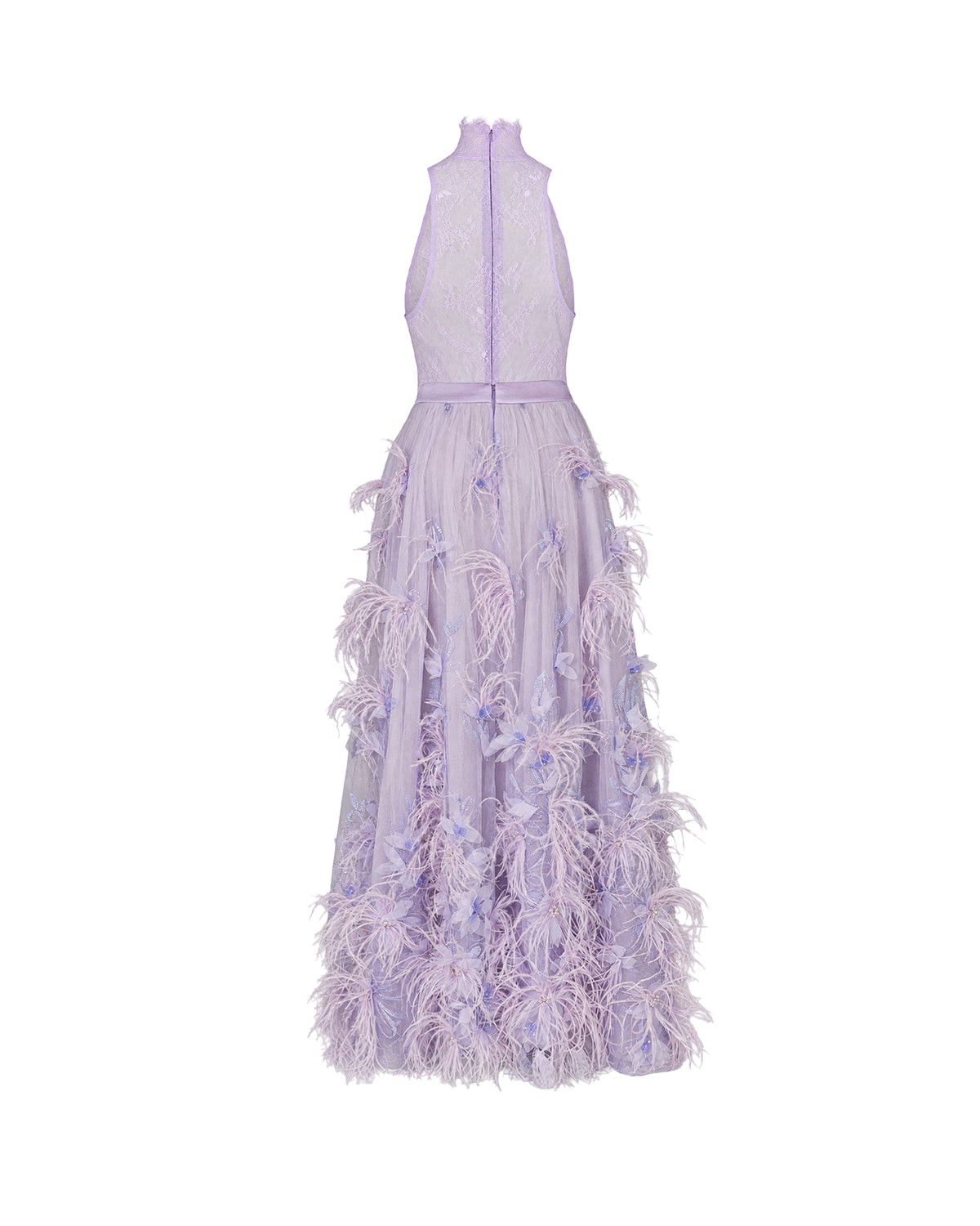 High-Neck Feathered Couture