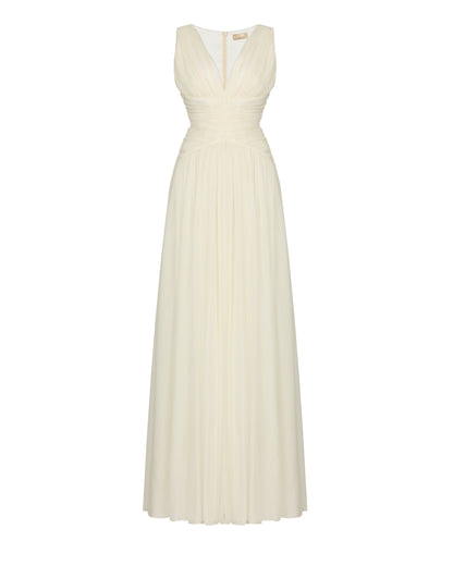The Pleated Silk Chiffon Evening Gown