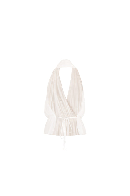 Pleated Halter Plunge Maxi set