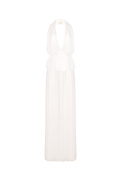 Pleated Halter Plunge Maxi set
