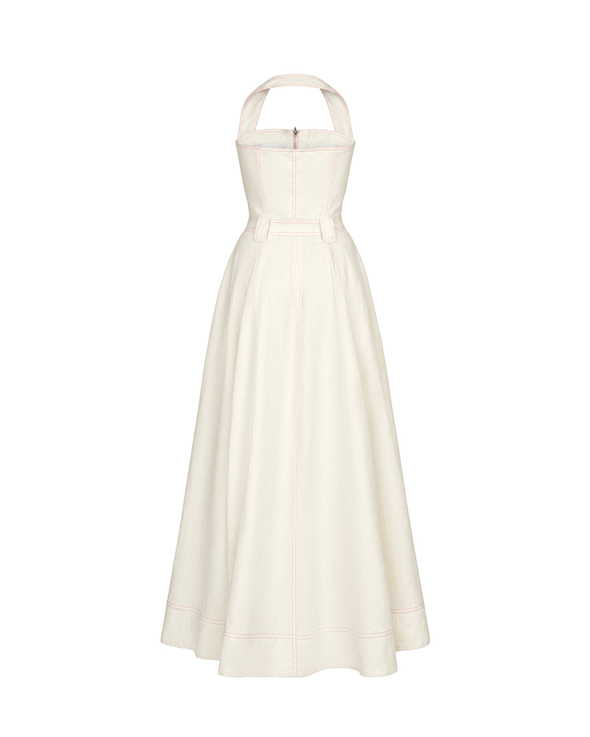 Front Zip Linen Maxi Dress