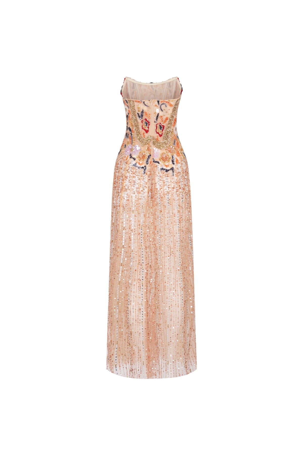 Strapless Beaded Long Gown