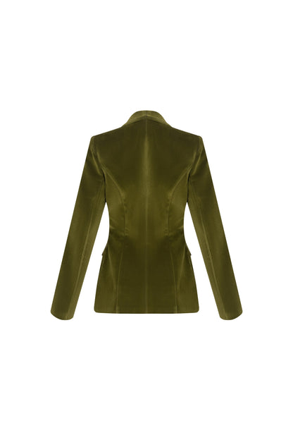 Women's Olive Green Single-Button Jacket