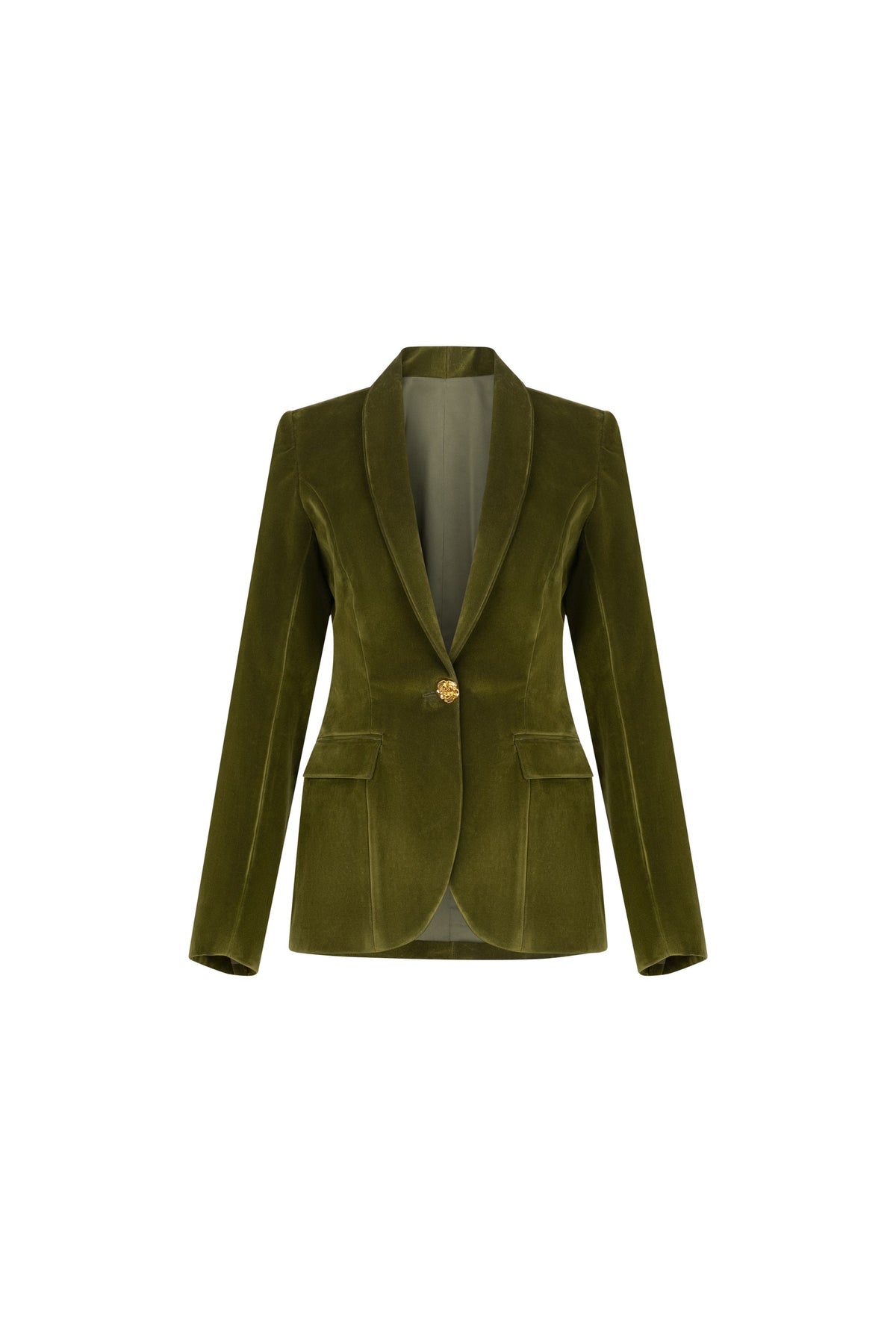 Women's Olive Green Single-Button Jacket
