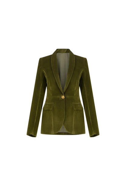 Women's Olive Green Single-Button Jacket