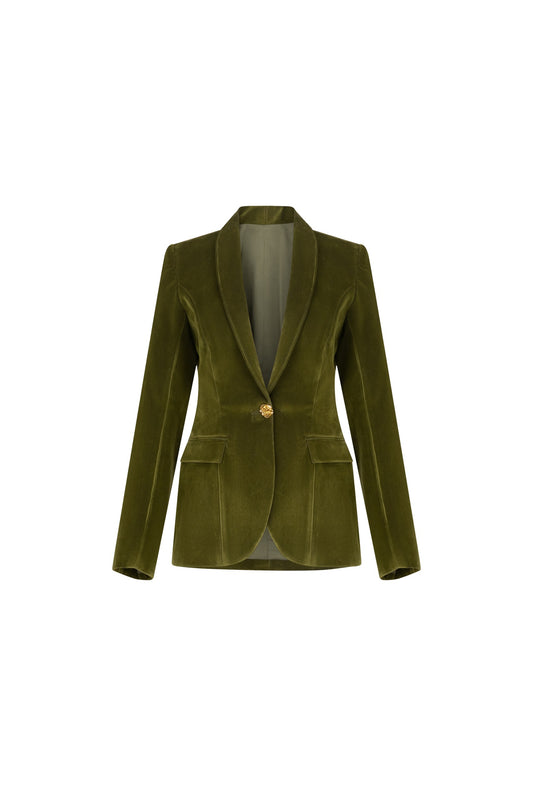 Women's Olive Green Single-Button Jacket