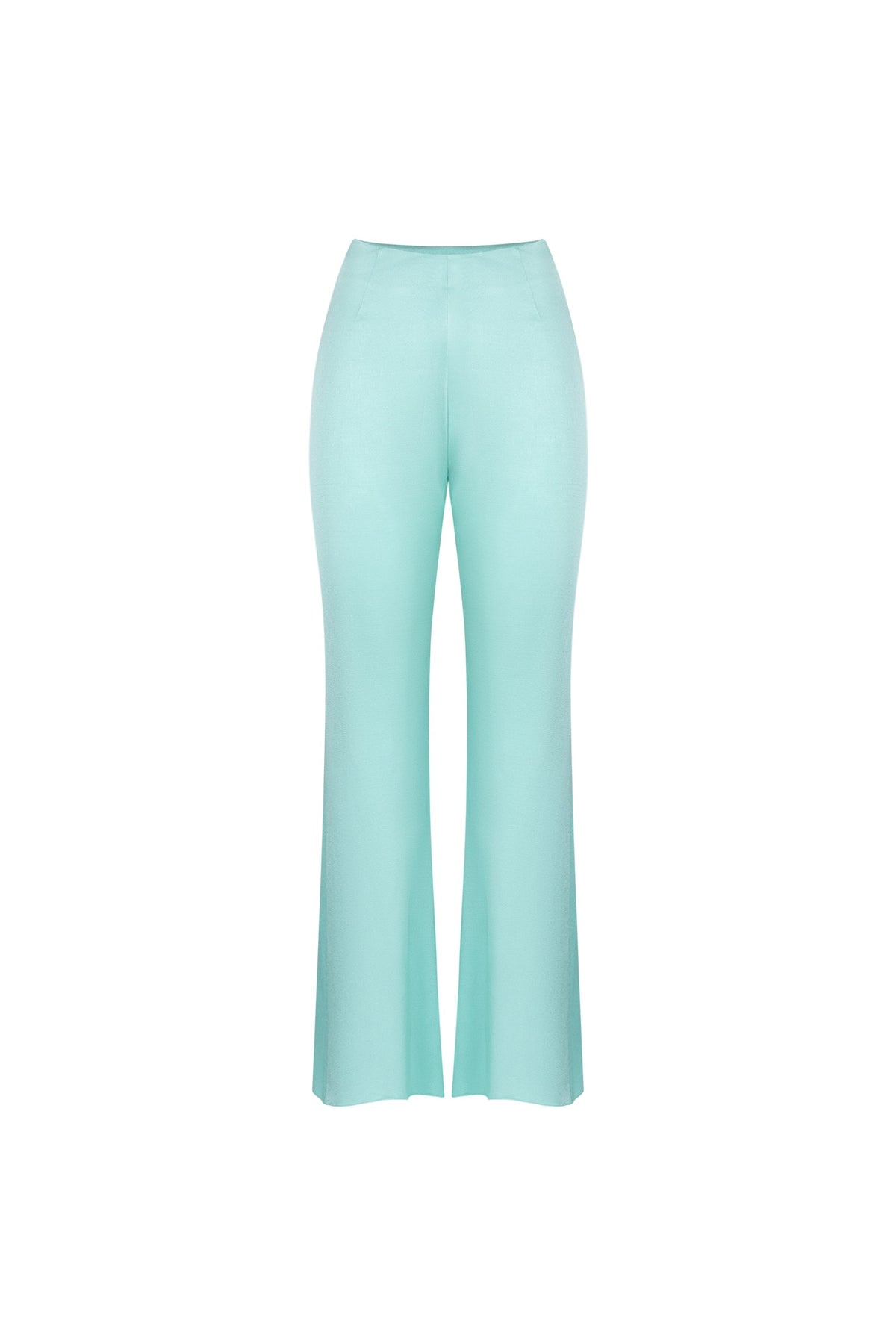 Women's Turquoise Green High-Waisted Flare Trousers