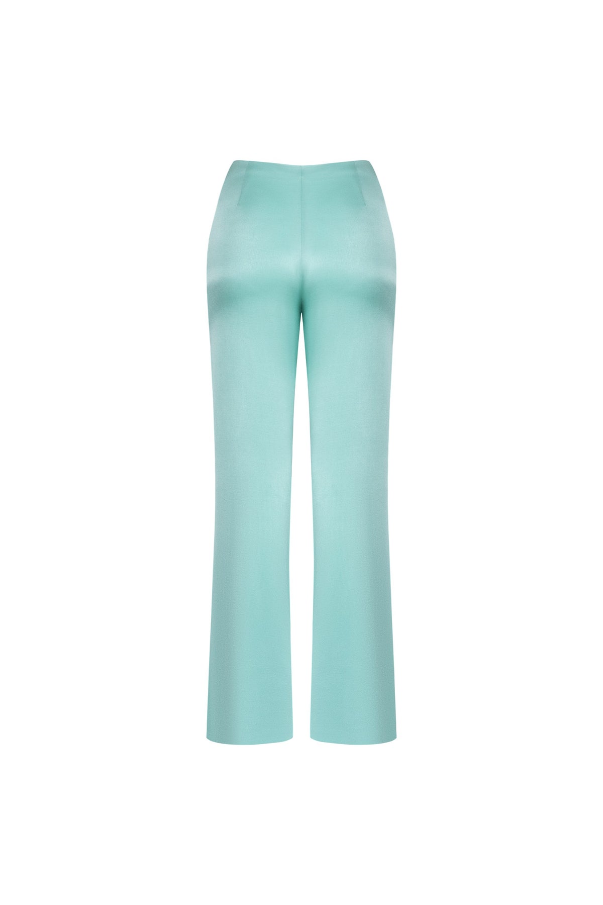 Women's Turquoise Green High-Waisted Flare Trousers