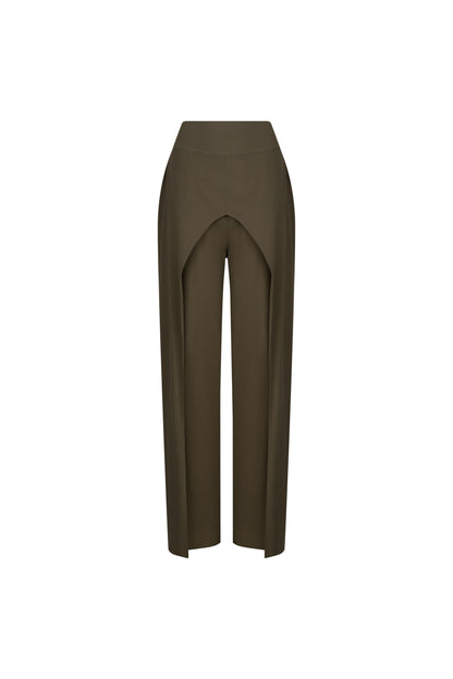 Women's Olive Green High-Waisted Trousers