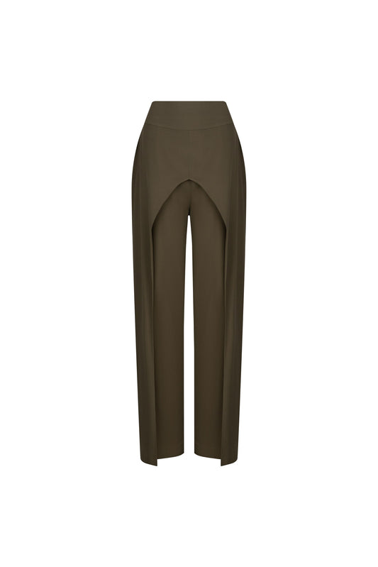 Women's Olive Green High-Waisted Trousers