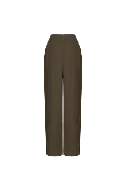 Women's Olive Green High-Waisted Trousers