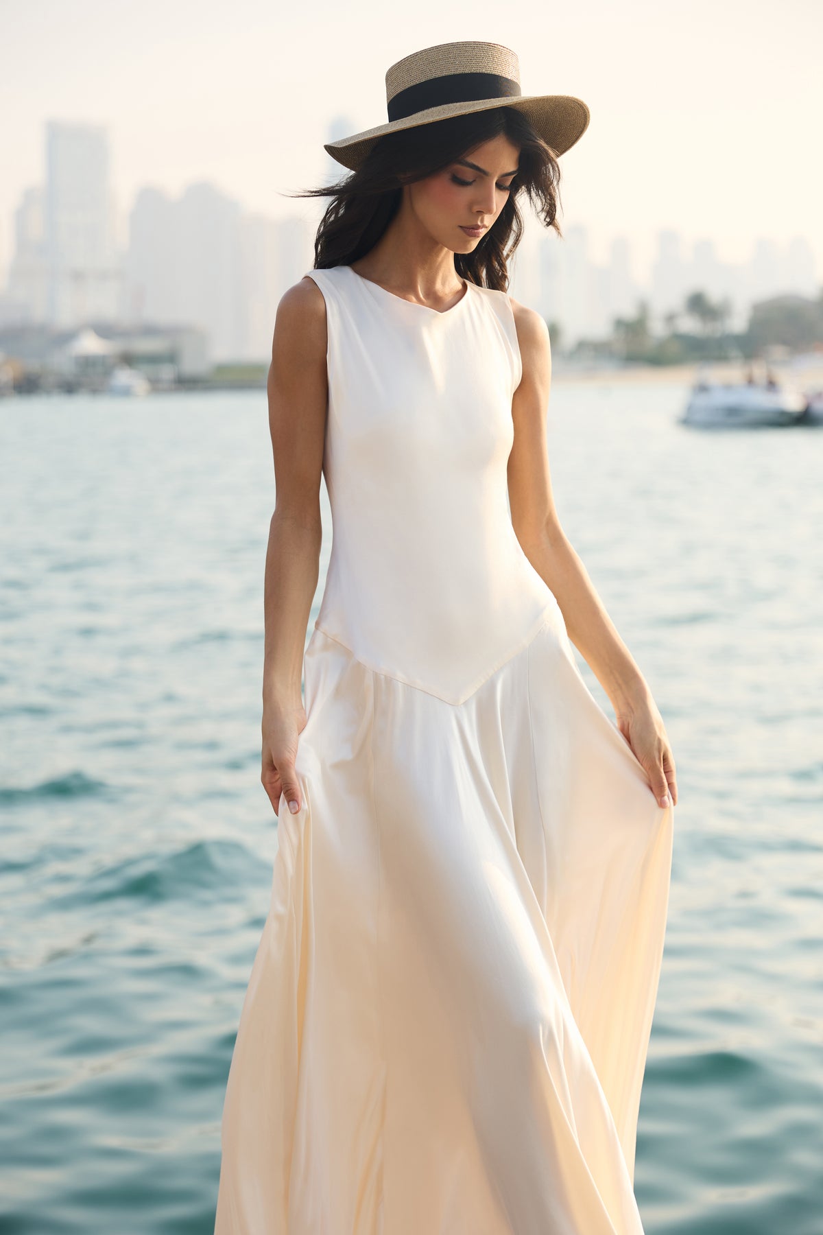 Pearl Viscose Drop-Waist Dress