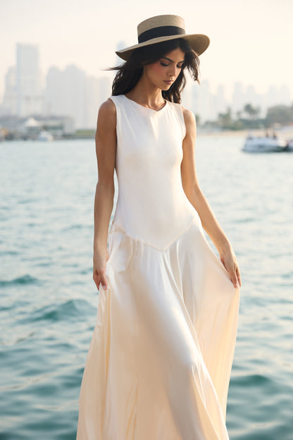 Pearl Viscose Drop-Waist Dress