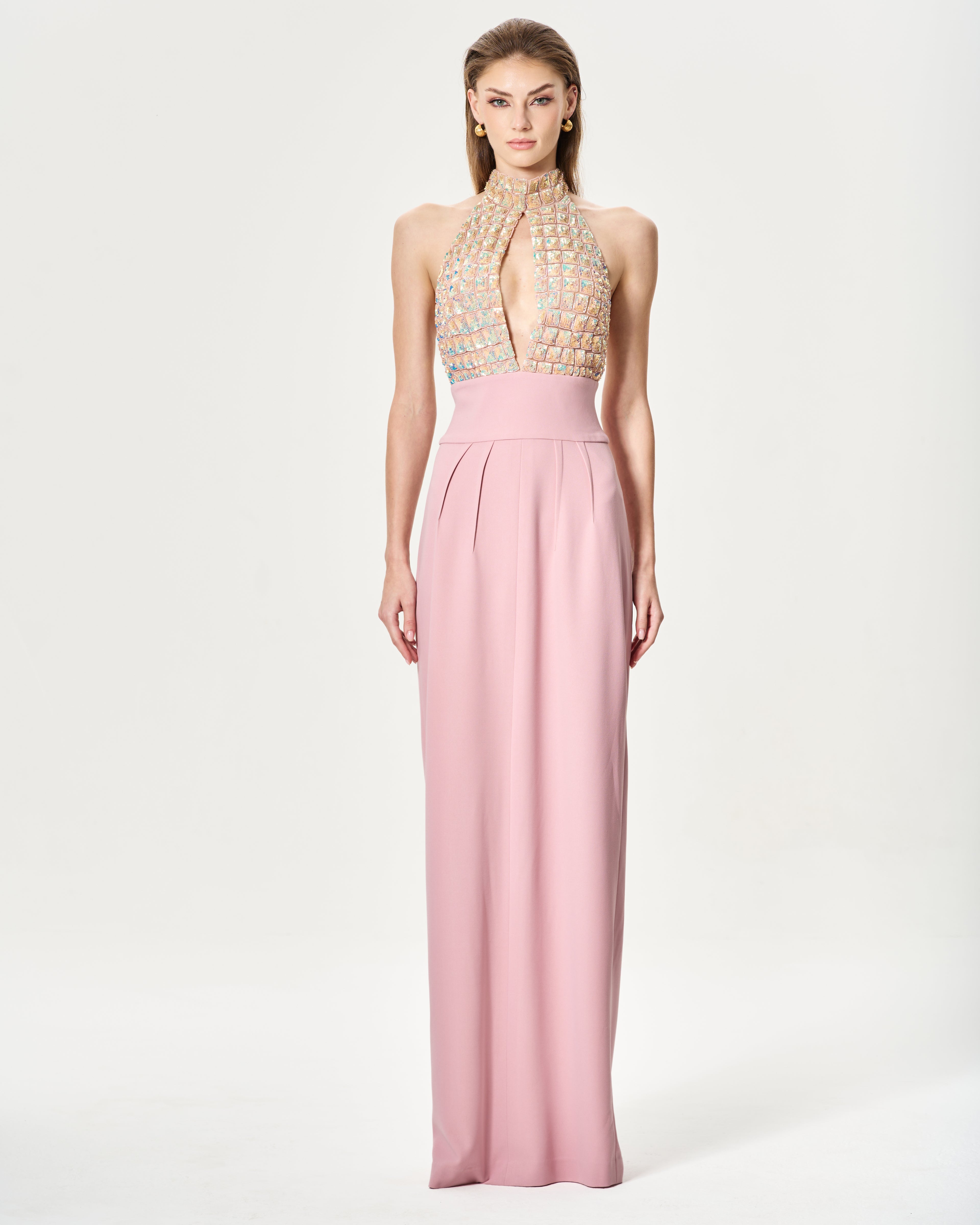 Half Sequin Dress Pink