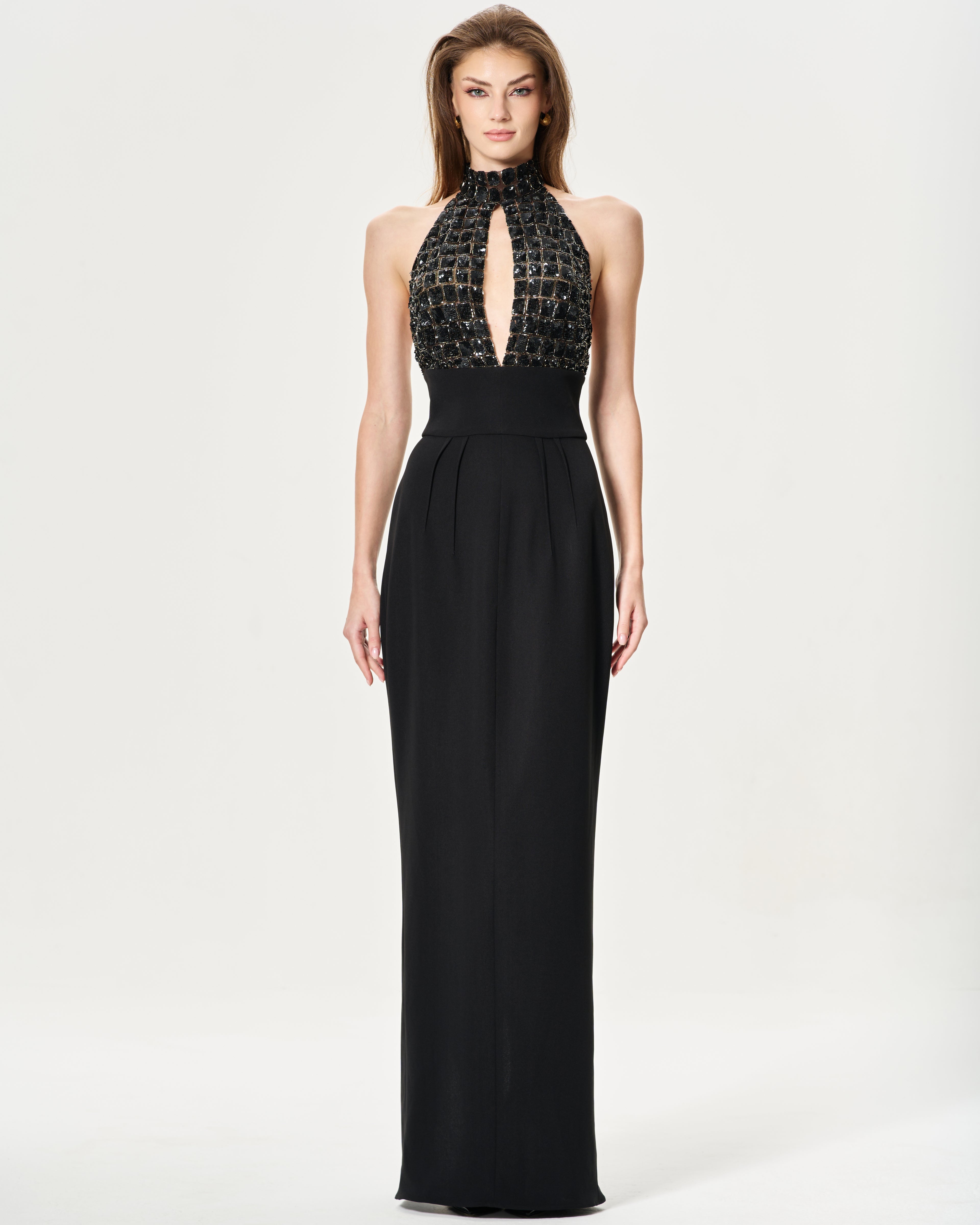 Half Sequin Dress Black