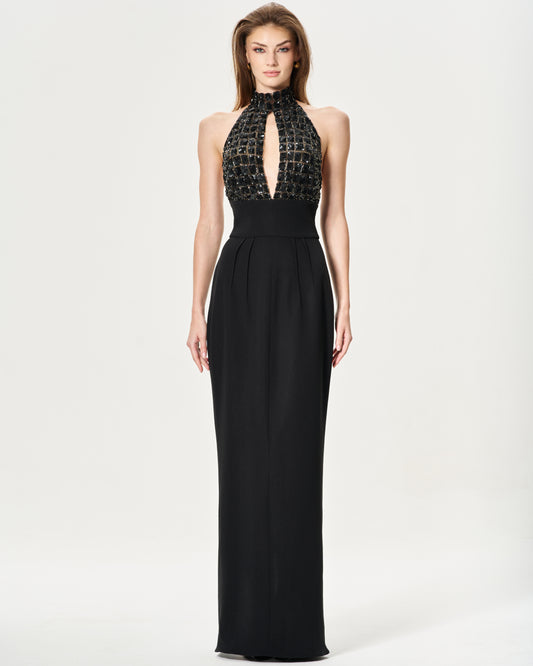 Half Sequin Dress Black