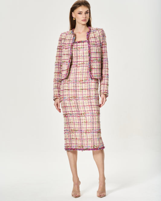 PINK TWEED TWO PIECE DRESS SET