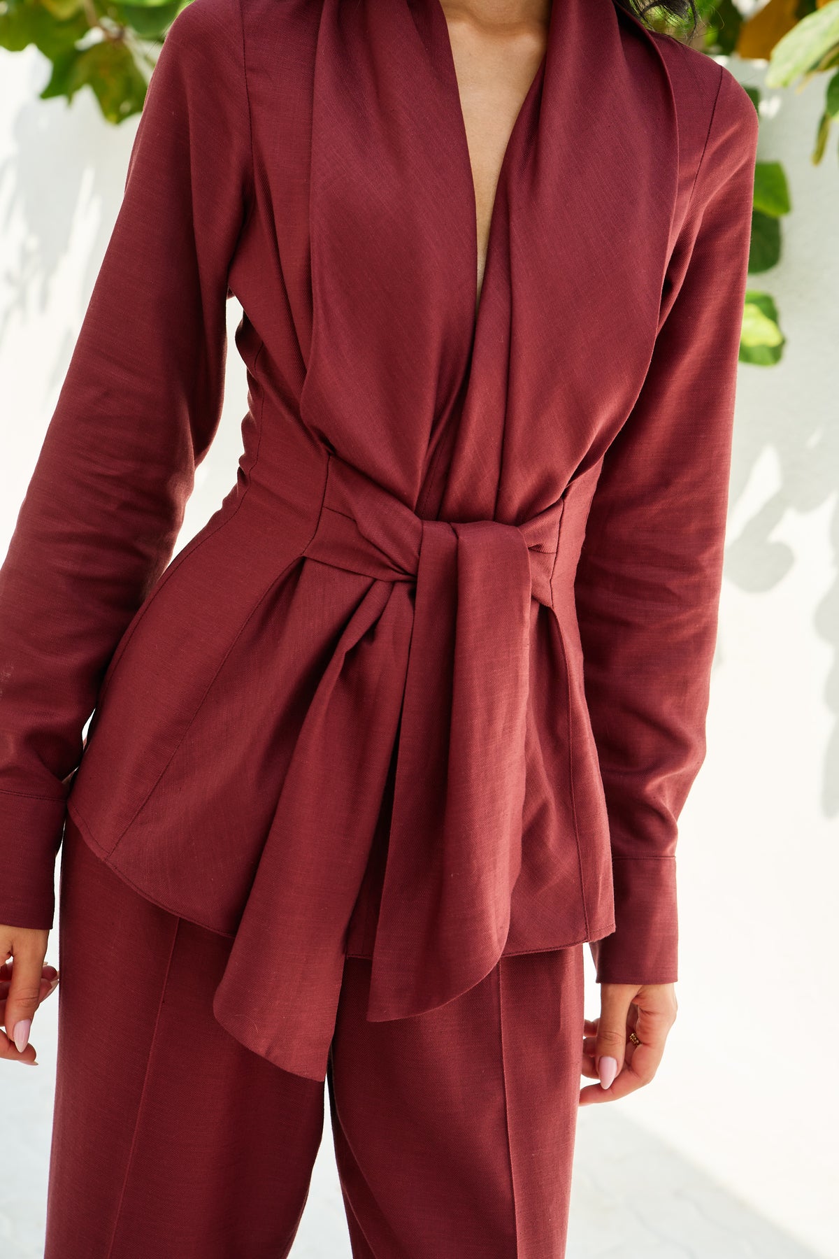 Linen 2 piece set Bordeaux
