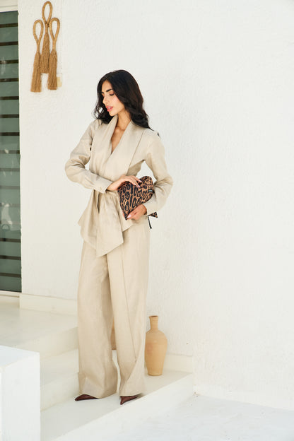 Linen Wrap Suit Set