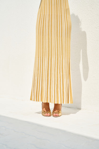 Yellow & White Striped Summer Dress