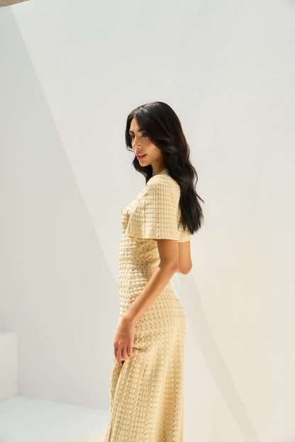 Shimmer Knit Button Dress