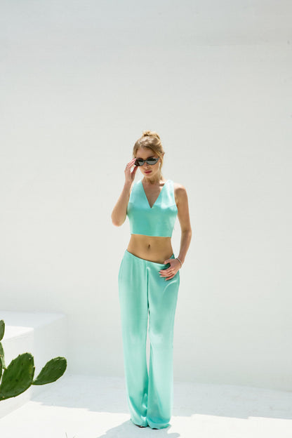 Viscose Draped Back Two-Piece Set