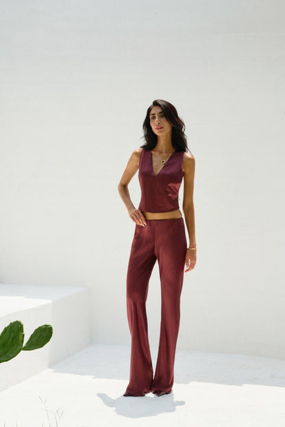 Viscose Draped Back Two-Piece Set