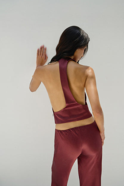 Viscose Draped Back Two-Piece Set