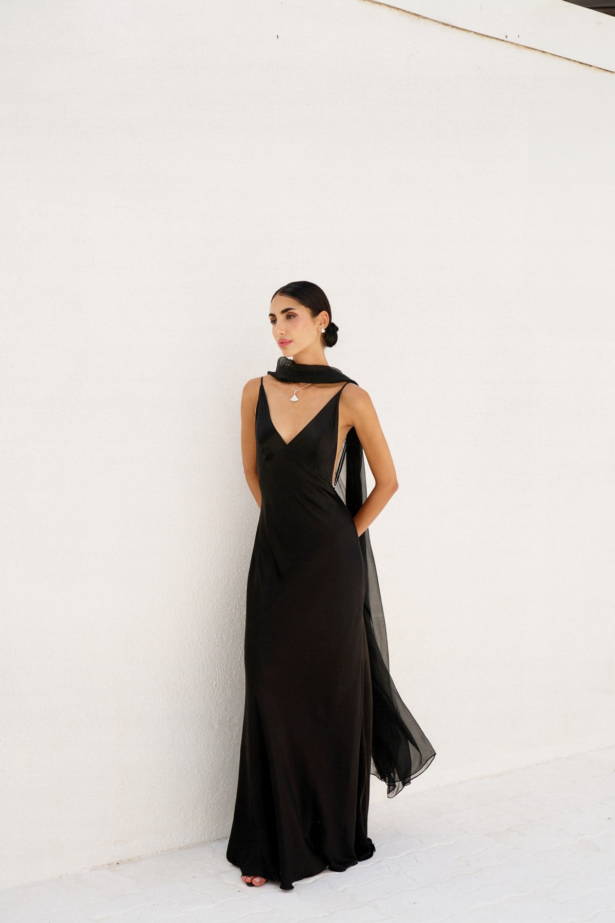 Black Silk Chiffon Cape