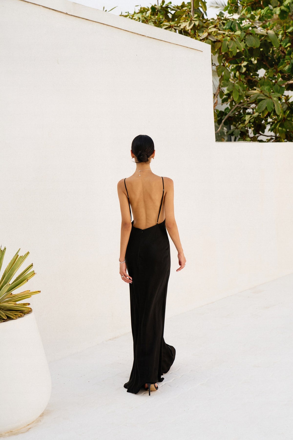 Black Classic V-Neck Long Dress