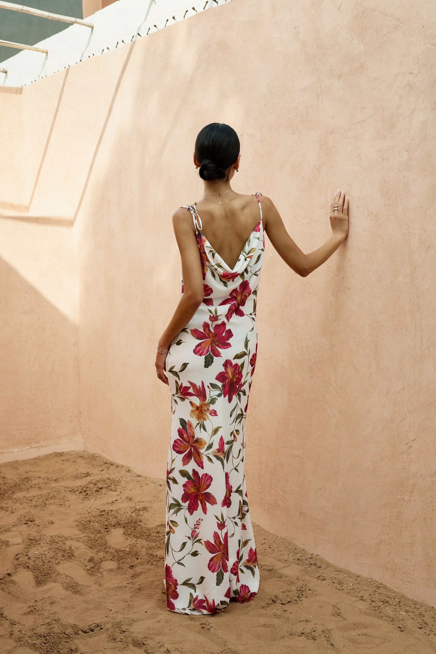 Floral Cowl Neck Maxi Dress