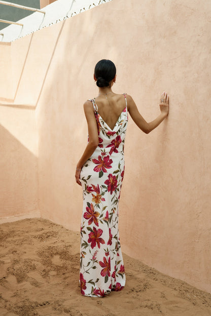 Floral Cowl Neck Maxi Dress