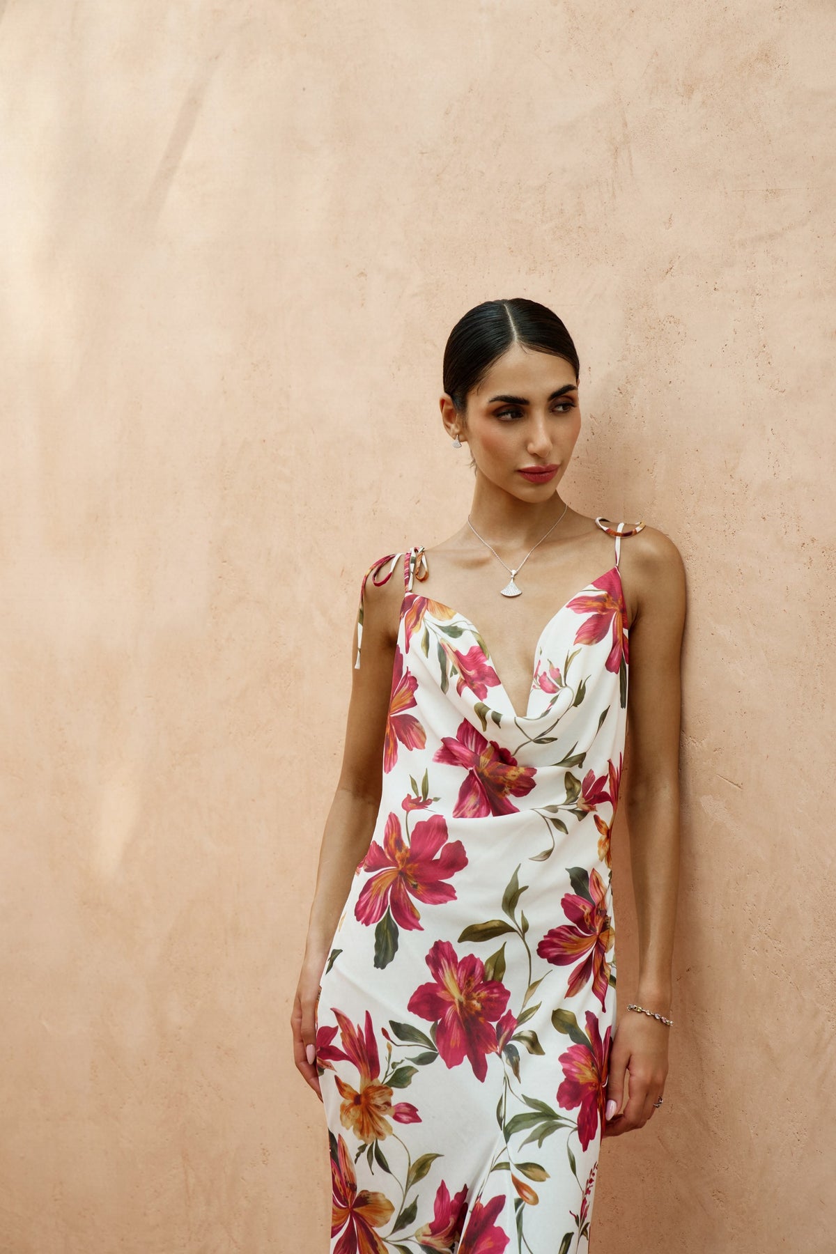 Floral Cowl Neck Maxi Dress