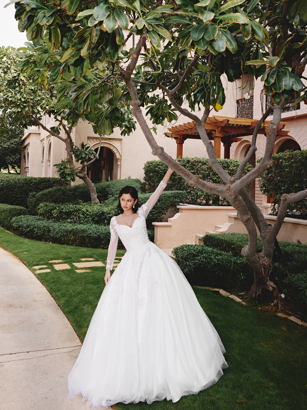 Long-Sleeve Embellished Bridal Gown